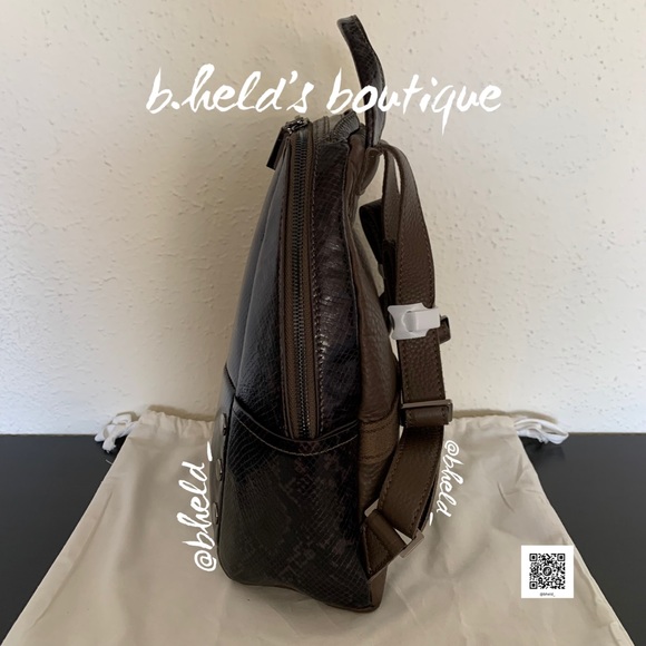 Hammitt Hunter Med Leather Backpack in Olivine Snake/Gunmetal New NWOT main image 16
